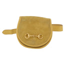 GUCCI Horsebit Waist bag Suede Yellow Gold Auth 197772-13