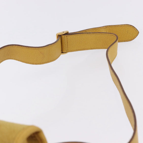 GUCCI Horsebit Waist bag Suede Yellow Gold Auth 197772