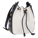 SAINT LAURENT Shoulder Bag PVC Canvas Navy White Auth 197773-1