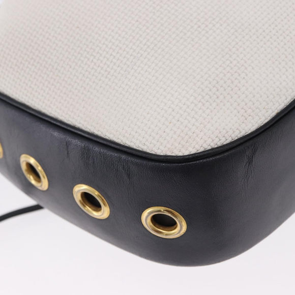 SAINT LAURENT Shoulder Bag PVC Canvas Navy White Auth 197773