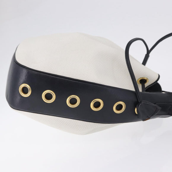 SAINT LAURENT Shoulder Bag PVC Canvas Navy White Auth 197773