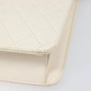 CHANEL Matelasse Chain Shoulder Bag Lamb Skin White Gold CC Auth 197774-12