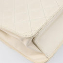 CHANEL Matelasse Chain Shoulder Bag Lamb Skin White Gold CC Auth 197774-13