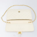 CHANEL Matelasse Chain Shoulder Bag Lamb Skin White Gold CC Auth 197774-15
