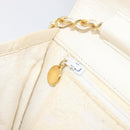 CHANEL Matelasse Chain Shoulder Bag Lamb Skin White Gold CC Auth 197774-20