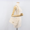 CHANEL Matelasse Chain Shoulder Bag Lamb Skin White Gold CC Auth 197774-22