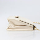 CHANEL Matelasse Chain Shoulder Bag Lamb Skin White Gold CC Auth 197774-4