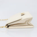 CHANEL Matelasse Chain Shoulder Bag Lamb Skin White Gold CC Auth 197774-5