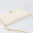 CHANEL Matelasse Chain Shoulder Bag Lamb Skin White Gold CC Auth 197774-6