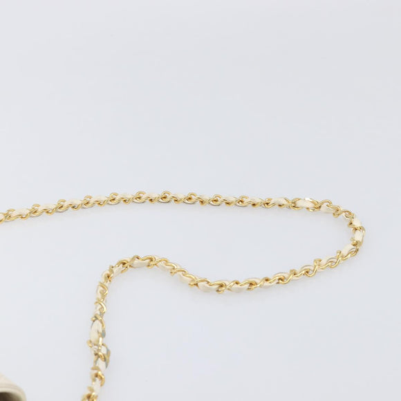 CHANEL Matelasse Chain Shoulder Bag Lamb Skin White Gold CC Auth 197774