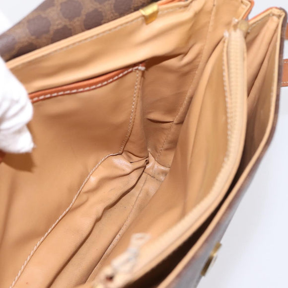 CELINE Macadam Shoulder Bag PVC Leather Brown Gold Auth 197775