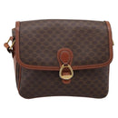 CELINE Macadam Shoulder Bag PVC Leather Brown Gold Auth 197775-2