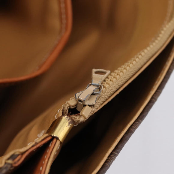 CELINE Macadam Shoulder Bag PVC Leather Brown Gold Auth 197775
