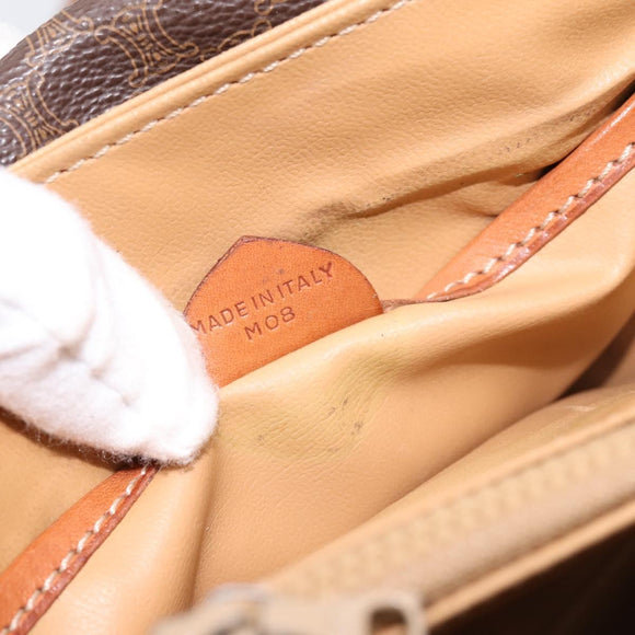 CELINE Macadam Shoulder Bag PVC Leather Brown Gold Auth 197775