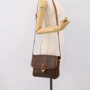 CELINE Macadam Shoulder Bag PVC Leather Brown Gold Auth 197775-26