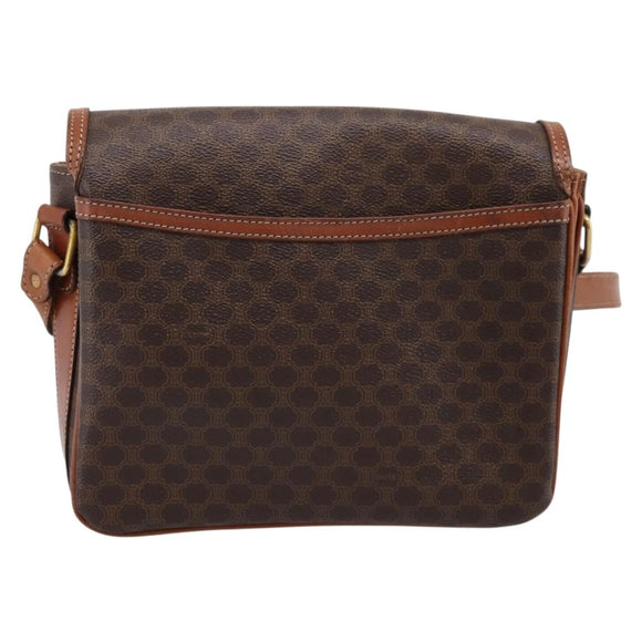 CELINE Macadam Shoulder Bag PVC Leather Brown Gold Auth 197775