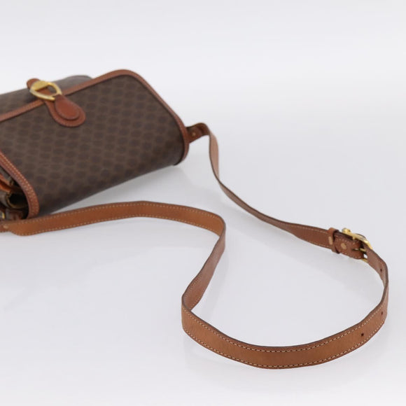 CELINE Macadam Shoulder Bag PVC Leather Brown Gold Auth 197775