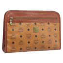 MCM Logogram Vicetos Clutch Bag PVC Leather Brown Gold Auth 197776-1