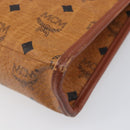 MCM Logogram Vicetos Clutch Bag PVC Leather Brown Gold Auth 197776-15