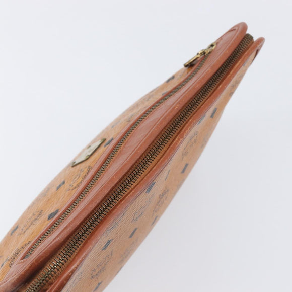 MCM Logogram Vicetos Clutch Bag PVC Leather Brown Gold Auth 197776