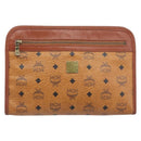 MCM Logogram Vicetos Clutch Bag PVC Leather Brown Gold Auth 197776-13