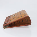MCM Logogram Vicetos Clutch Bag PVC Leather Brown Gold Auth 197776-4