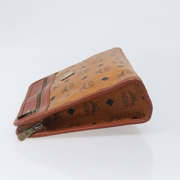MCM Logogram Vicetos Clutch Bag PVC Leather Brown Gold Auth 197776