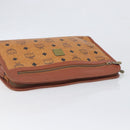 MCM Logogram Vicetos Clutch Bag PVC Leather Brown Gold Auth 197776-5