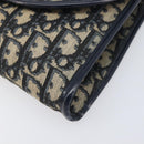 Christian Dior Trotter Canvas Chain Shoulder Bag Navy Gold Auth 197779-10