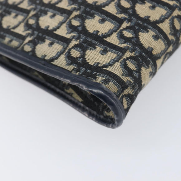 Christian Dior Trotter Canvas Chain Shoulder Bag Navy Gold Auth 197779