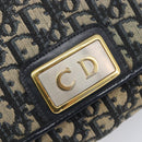 Christian Dior Trotter Canvas Chain Shoulder Bag Navy Gold Auth 197779-14
