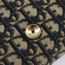 Christian Dior Trotter Canvas Chain Shoulder Bag Navy Gold Auth 197779-16