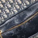 Christian Dior Trotter Canvas Chain Shoulder Bag Navy Gold Auth 197779-18
