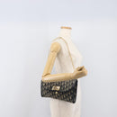 Christian Dior Trotter Canvas Chain Shoulder Bag Navy Gold Auth 197779-23