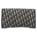Christian Dior Trotter Canvas Chain Shoulder Bag Navy Gold Auth 197779-3