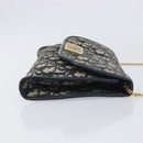 Christian Dior Trotter Canvas Chain Shoulder Bag Navy Gold Auth 197779-4