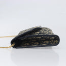 Christian Dior Trotter Canvas Chain Shoulder Bag Navy Gold Auth 197779-5