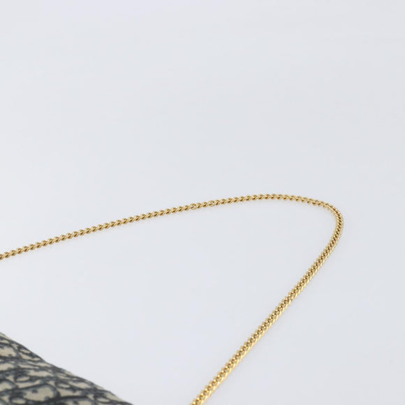 Christian Dior Trotter Canvas Chain Shoulder Bag Navy Gold Auth 197779