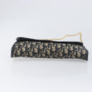 Christian Dior Trotter Canvas Chain Shoulder Bag Navy Gold Auth 197779-9