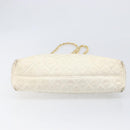 CHANEL Matelasse Chain Shoulder Bag Lamb Skin White Gold CC Auth 197780-6