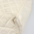 CHANEL Matelasse Chain Shoulder Bag Lamb Skin White Gold CC Auth 197780-15