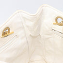 CHANEL Matelasse Chain Shoulder Bag Lamb Skin White Gold CC Auth 197780-21