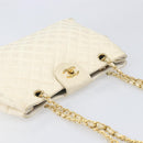CHANEL Matelasse Chain Shoulder Bag Lamb Skin White Gold CC Auth 197780-7