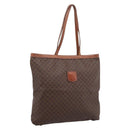 CELINE Macadam Canvas Tote Bag PVC Leather Brown Gold Auth 197781-1
