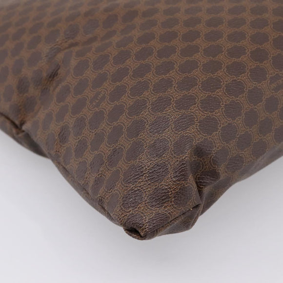 CELINE Macadam Canvas Tote Bag PVC Leather Brown Gold Auth 197781