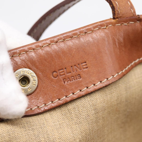 CELINE Macadam Canvas Tote Bag PVC Leather Brown Gold Auth 197781