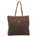 CELINE Macadam Canvas Tote Bag PVC Leather Brown Gold Auth 197781-13
