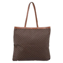 CELINE Macadam Canvas Tote Bag PVC Leather Brown Gold Auth 197781-2