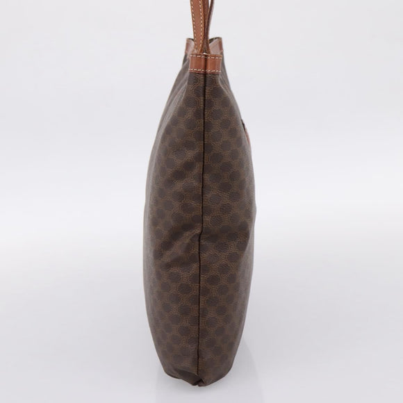 CELINE Macadam Canvas Tote Bag PVC Leather Brown Gold Auth 197781