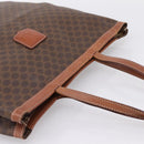 CELINE Macadam Canvas Tote Bag PVC Leather Brown Gold Auth 197781-6